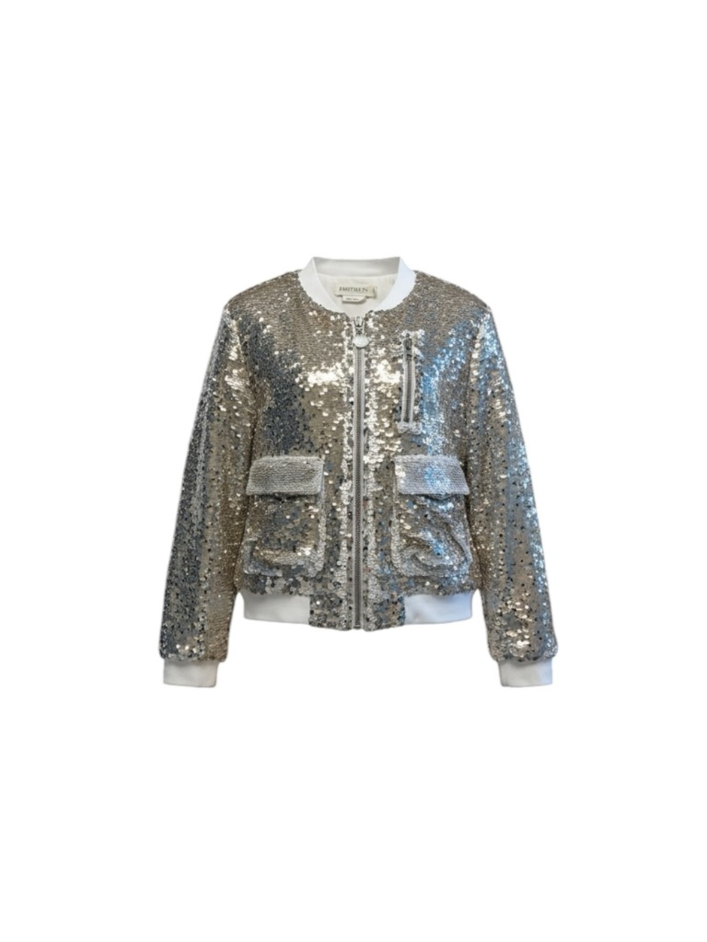 ADORINE Glam Sparkle Glam Sequin Bomber Party Silver/Gold Jacket Kids 📐6Y